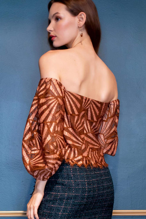 Shine Lace Blouse – Copper Metallic